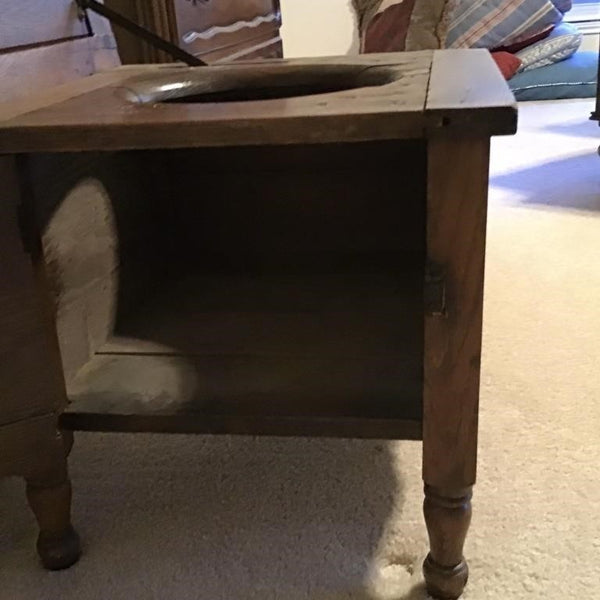 ANTIQUE OAK BEDSIDE CHAMBER POTTY CHAIR STAND