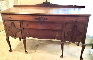 ANTIQUE WOOD BUFFET WITH CABRIOLE LEGS