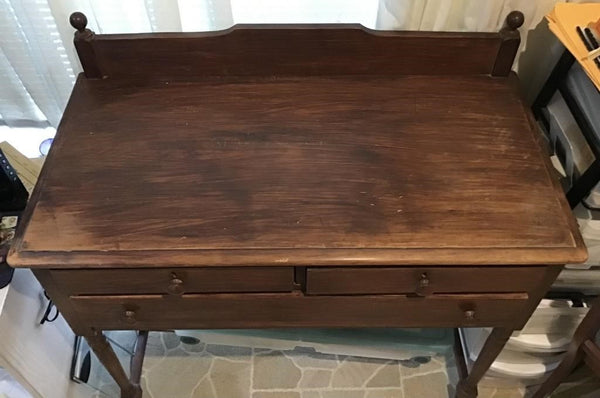 VINTAGE WOOD TABLE WITH DRAWERS