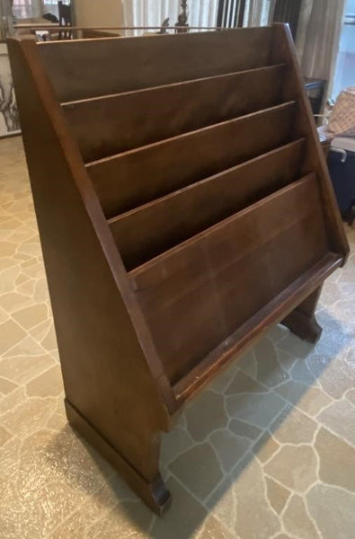 LARGE WOODEN MAGAZINE NEWSPAPER STORAGE RACK