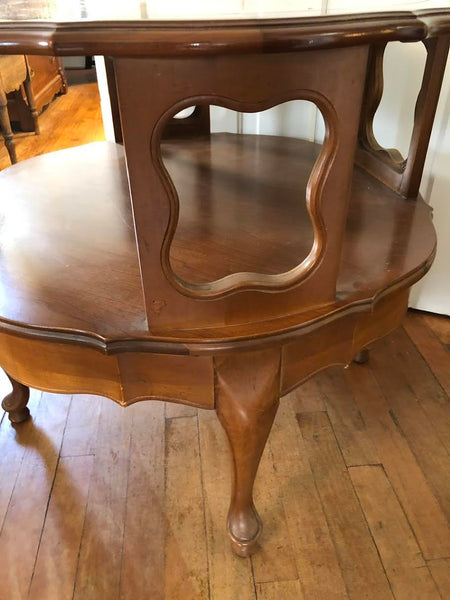 VERY NICE ETHAN ALLEN (?) WOOD ROUND END TABLE