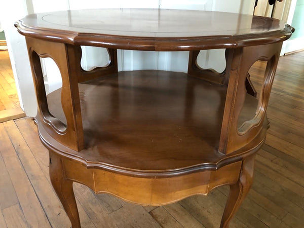 VERY NICE ETHAN ALLEN (?) WOOD ROUND END TABLE