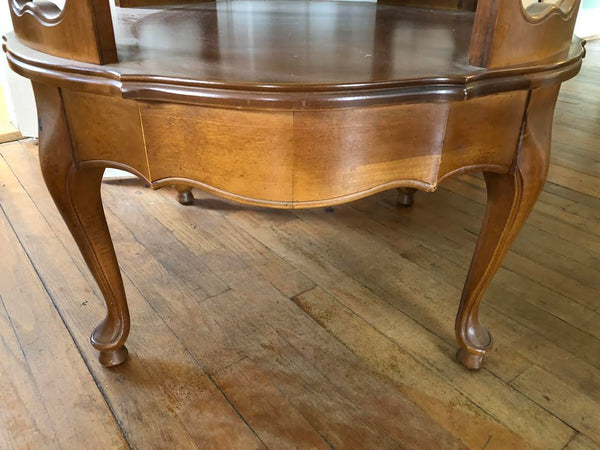 VERY NICE ETHAN ALLEN (?) WOOD ROUND END TABLE