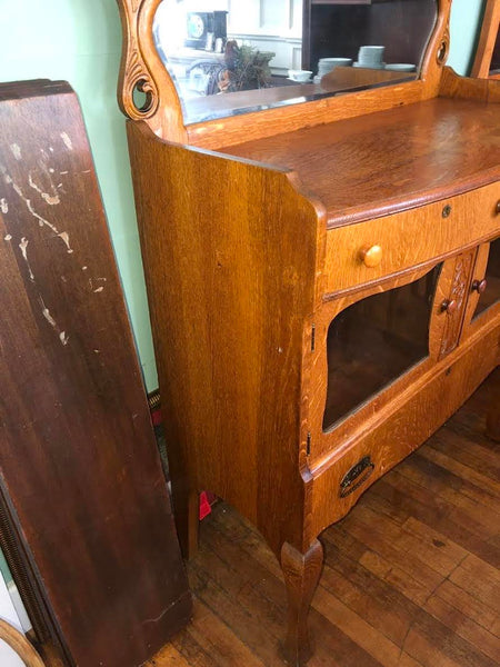 ANTIQUE MIRRORED SIDEBOARD CREDENZA