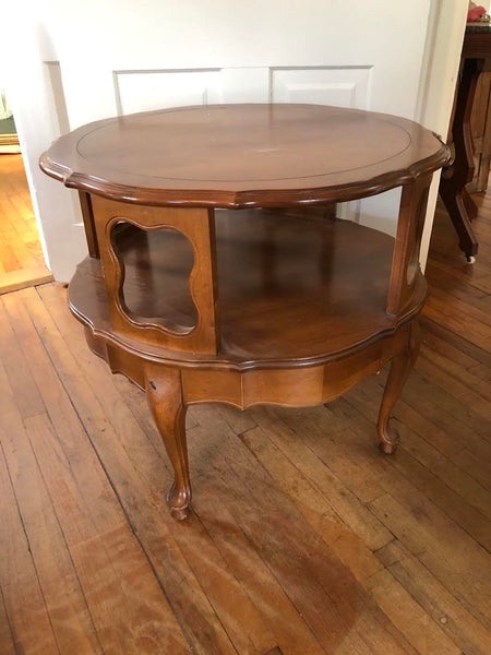 VERY NICE ETHAN ALLEN (?) WOOD ROUND END TABLE