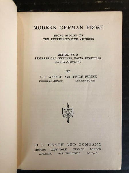 1936 MODERN GERNMAN PROSE BY APPELT AND FUNKE (HARDBACK)