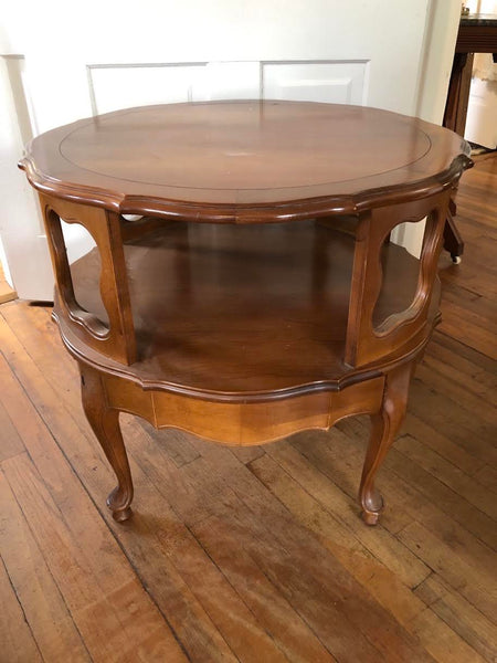 VERY NICE ETHAN ALLEN (?) WOOD ROUND END TABLE