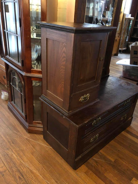 ANTIQUE MIRRORED DRESSING TABLE WITH HAT BOX