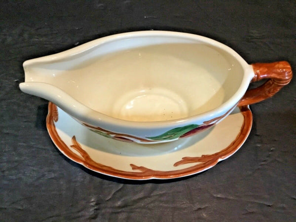 Franciscan Apple Pattern Gravy Boat with Attached Under Plate, USA