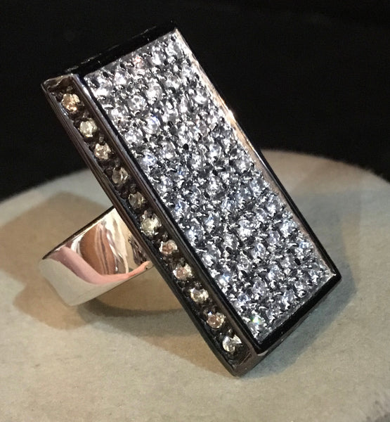 Laser Cut Diamonds Set In .925 Sterling Silver Ring Size 7