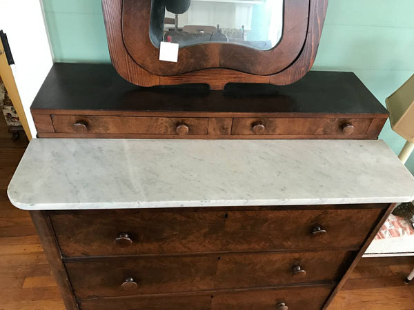 Antique Marble Top Dresser and Mirror