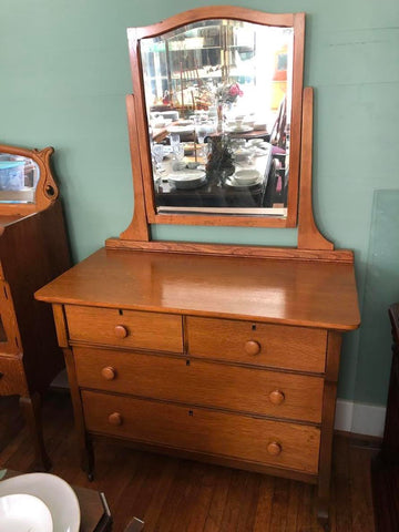 ANTIQUE MIRRORED DRESSER ON CASTERS