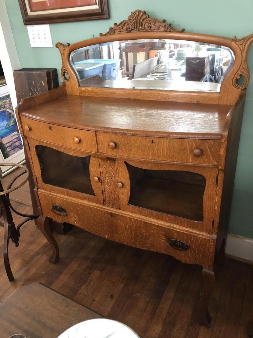 ANTIQUE MIRRORED SIDEBOARD CREDENZA