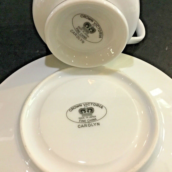 Set of (4) Crown Victoria China Carolyn Footed Cups and Saucers