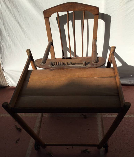 Antique Wooden High Chair Potty Chair with Folding Legs