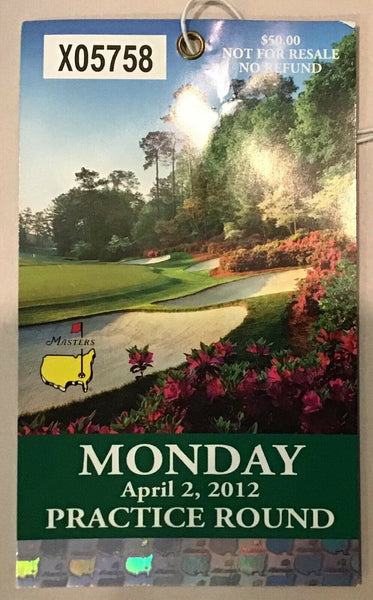 2012, Monday Augusta, GA Master's Practice Day Pass X05758