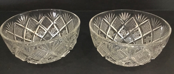 SET OF (2) VINTAGE CUT GLASS NUT BOWLS