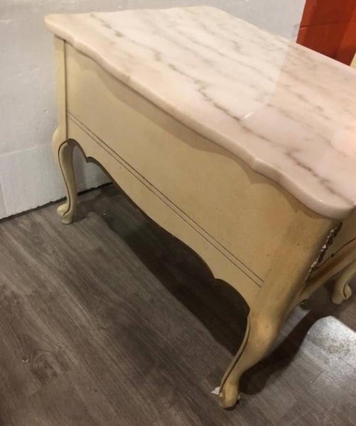 FRENCH PROVINCIAL SIDE TABLE WITH MARBLE TOP