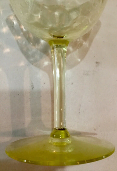 Set Of (5) Yellow Depression Stemmed Sherbet Champagne Glasses