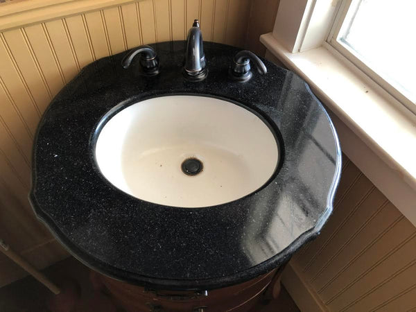 NICE WOODEN CONSOLE MARBLE TOP SINK AND CABINET