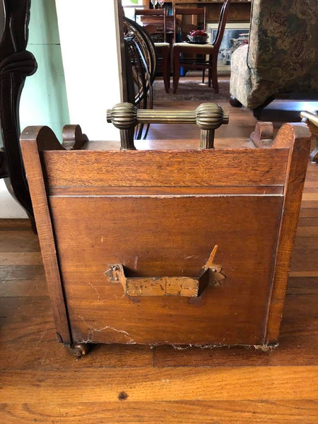 ANTIQUE WOODEN HOT COALS SCUTTLE BOX WITH METAL INSERT