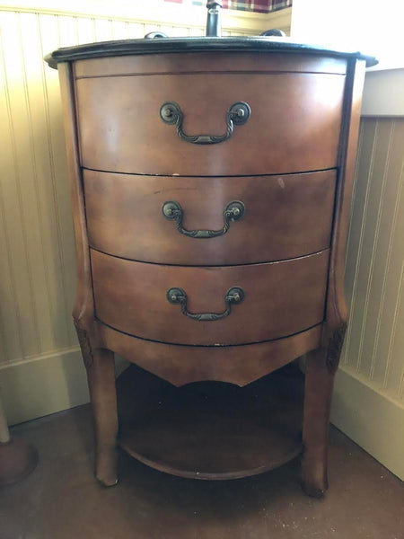 NICE WOODEN CONSOLE MARBLE TOP SINK AND CABINET