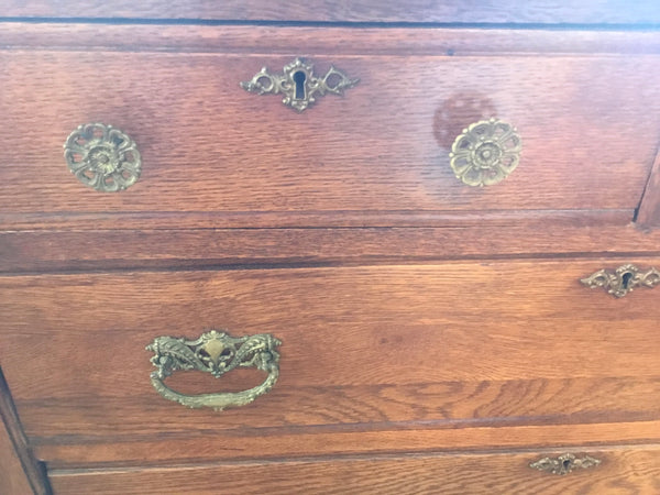 Antique Serpentine Front Golden Oak Dresser