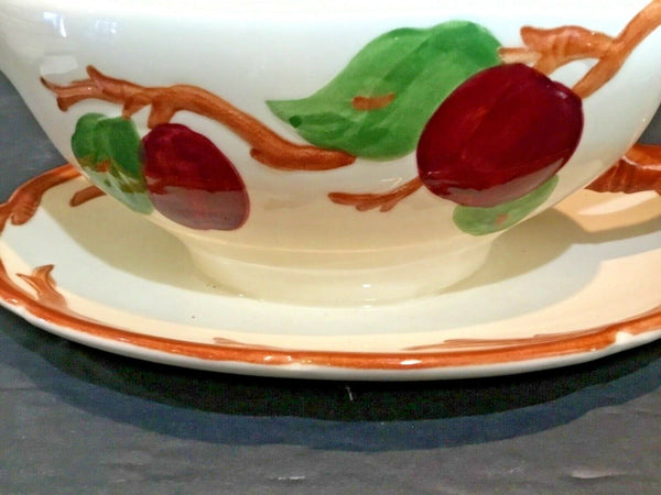 Franciscan Apple Pattern Gravy Boat with Attached Under Plate, USA