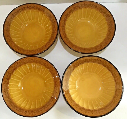 Set Of (4) Metlox Vernon Ware San Fernando Gold Bowls Poppy Trail (6-7/8”)