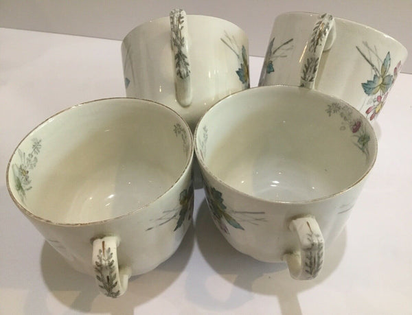 SET OF (4) ANTIQUE T&R BOOTE POTTERIES DAISY PATTERN CUPS (ENGLAND)