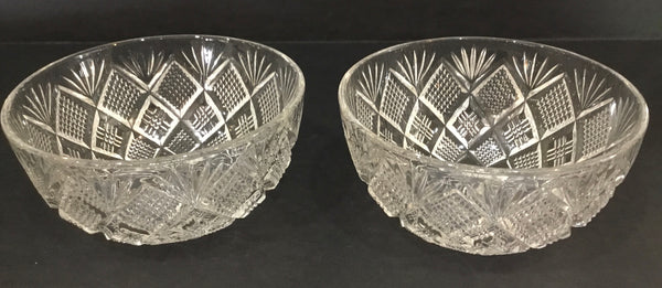 SET OF (2) VINTAGE CUT GLASS NUT BOWLS