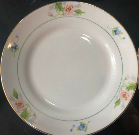 SET OF (7) NORITAKE HAND PAINTED NIPPON 6.75” BREAD PLATES WITH PINK & BLUE FLOWERS