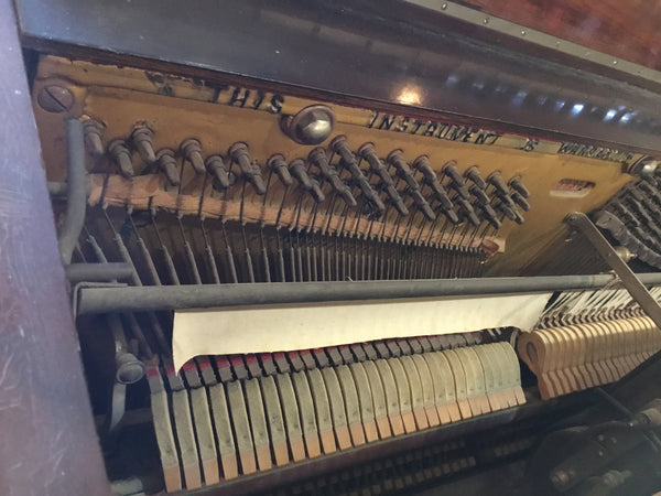 1923 H C Bay Co. Upright Walnut Player Piano (Serial #1594) w/ Bench