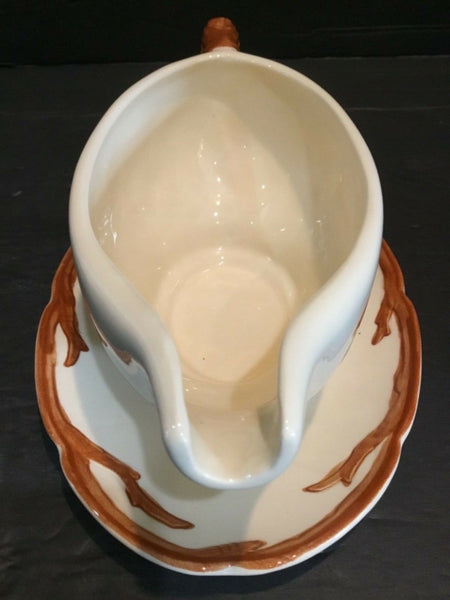 Franciscan Apple Pattern Gravy Boat with Attached Under Plate, USA