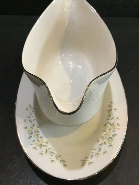 Crown Victoria China Carolyn Gravy Boat with Attached Underplate