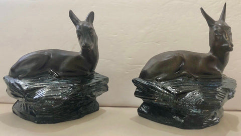 Set of (2) Cast Metal Deer or Doe Book Ends