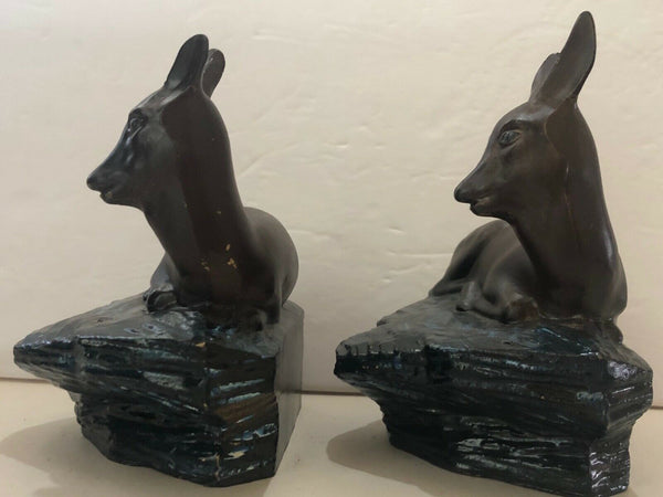 Set of (2) Cast Metal Deer or Doe Book Ends