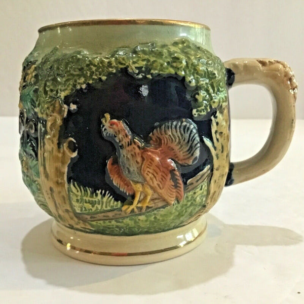 West German Hunting Scene Short Beer Stein Mug 3.5”