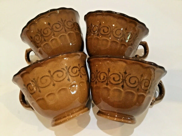 Set of (4) Metlox Vernon Ware San Fernando Gold Cups Poppy Trail