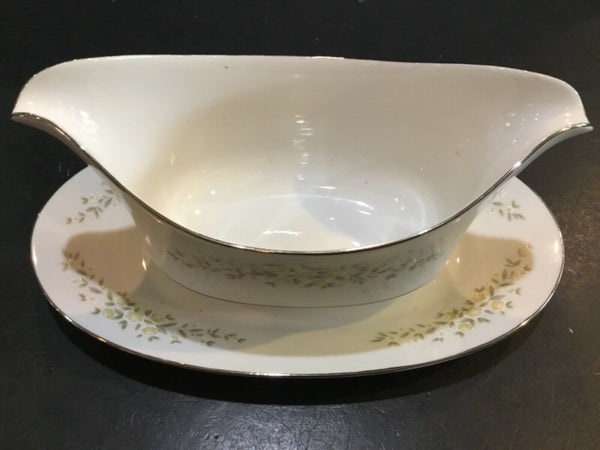 Crown Victoria China Carolyn Gravy Boat with Attached Underplate