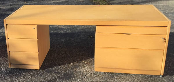 Vintage Krug Mid-Century Style Oak Desk With Locking Drawers