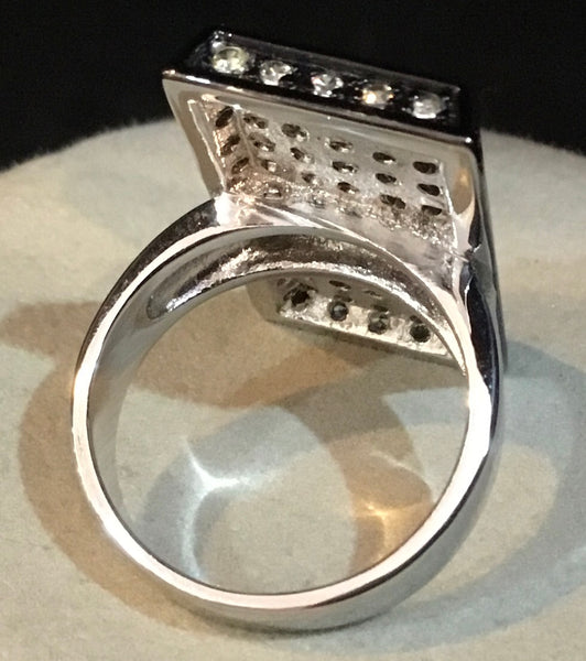 Laser Cut Diamonds Set In .925 Sterling Silver Ring Size 7