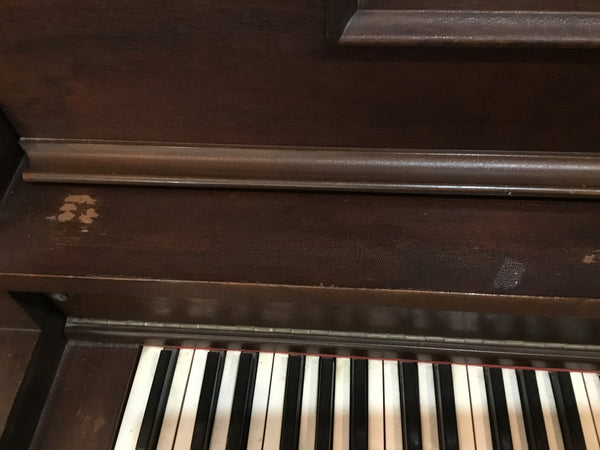 1923 H C Bay Co. Upright Walnut Player Piano (Serial #1594) w/ Bench