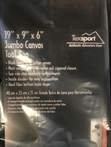 TEXSPORT JUMBO CANVAS TOOL BAG 19”x9”x6” (NIB)