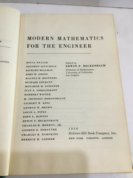 1956, Modern Mathematics for the Engineer, Edwin Beckenbach