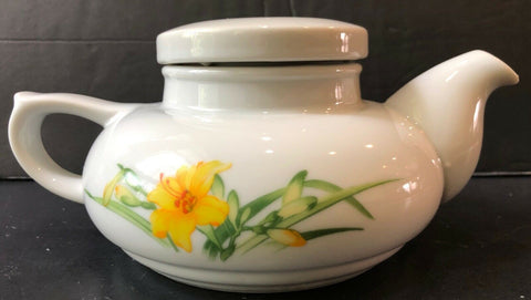 Toscany Fine China White With Yellow Flowers Teapot