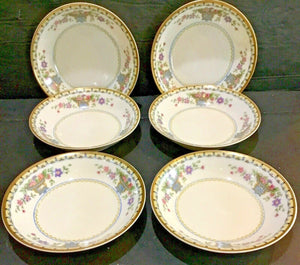 SET OF (6) B & CO. FRANCE BERNARDAUD LIMOGES FLEURETTE 5.5” BERRY BOWLS