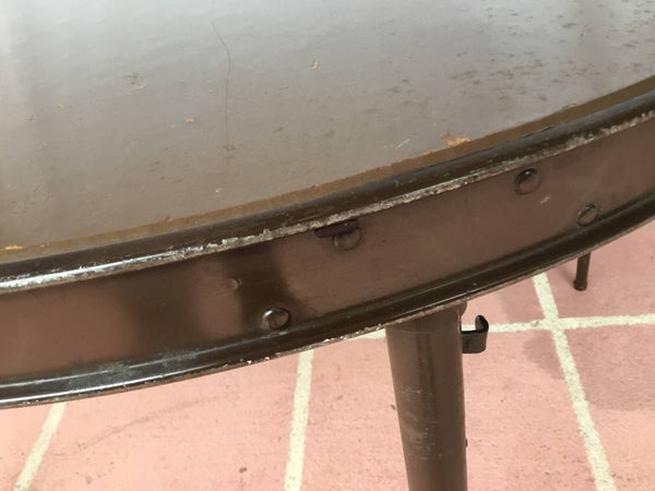 Vintage Round Metal Game Table With Folding Legs