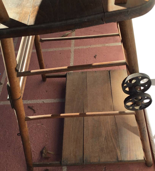 Antique Wooden High Chair Potty Chair with Folding Legs