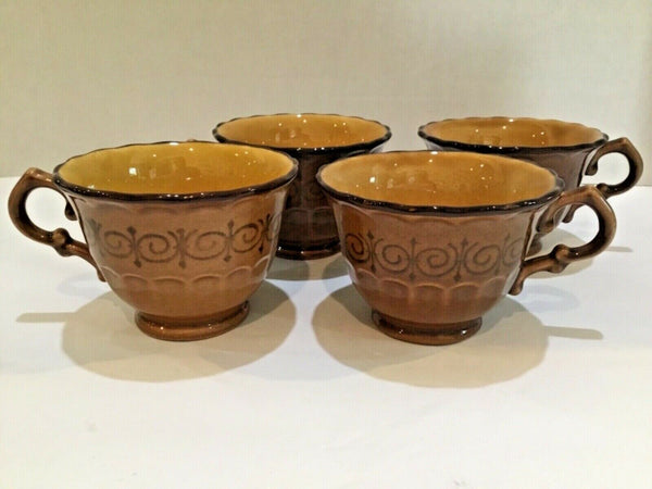 Set of (4) Metlox Vernon Ware San Fernando Gold Cups Poppy Trail